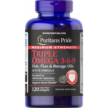 Puritan`s Pride Maximum Strenght Triple Omega 3-6-9 120 softgels