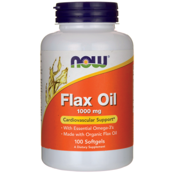 Now Flax Oil Organic 1000 mg 100 softgel