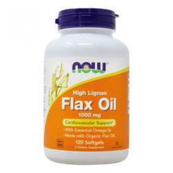 Now High Lignan Flax Oil Organic 120 softgels