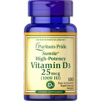 Puritan`s Pride Vitamin D3 1000 IU 100 softgels