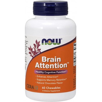 Now Brain Attention, Natural Chocolate Flavor 60 chewables