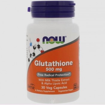 Now Glutathione 500 mg with Milk Thistle Extract & Alpha Lipoic Acid 30 veg caps